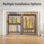 VIPEK R2 Plus Rolling Clothes Rack for Hanging Clothes Heavy Duty Clothing Rack 3 Tiers Adjustable Metal Wire Shelving Garment Racks with Side Hooks, Closet Organizers and Storage Wardrobe, Bronze