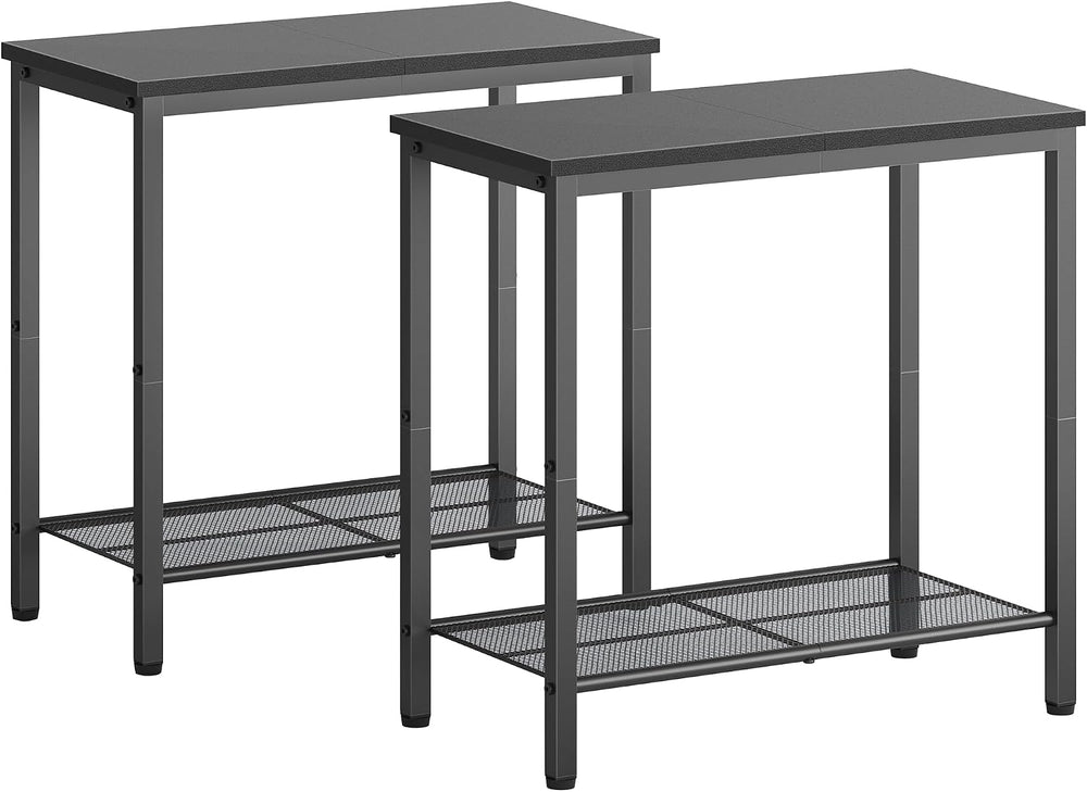 Hoctieon 2 Tier End Table, Sofa Side Table, Narrow Side Shelf with Storage, S...