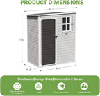 5x3 FT Outdoor Storage Shed, Waterproof Thicker Small Resin Shed with Floor & Lockable Door & Window & Vents, Plastic Tool Shed for Backyard, Patio, Poolside, Outside, Dove Grey