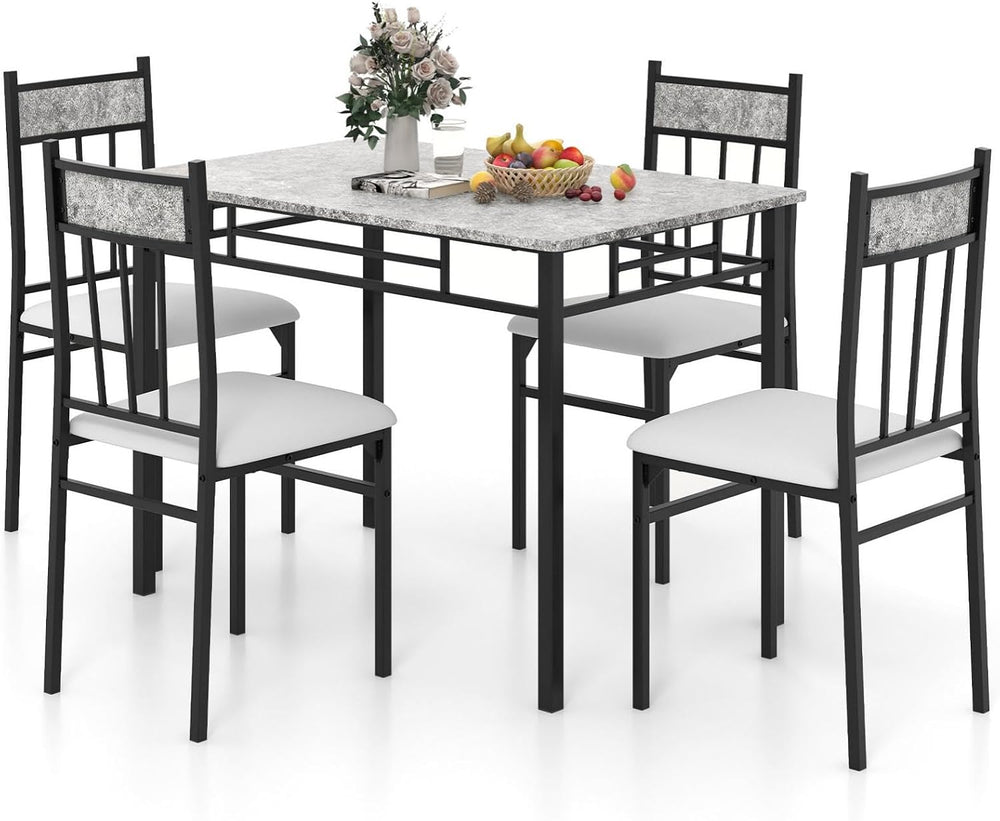 GIANTEX 5-Piece Dining Table Set for 4, Kitchen Table and Upholstered Chairs ...
