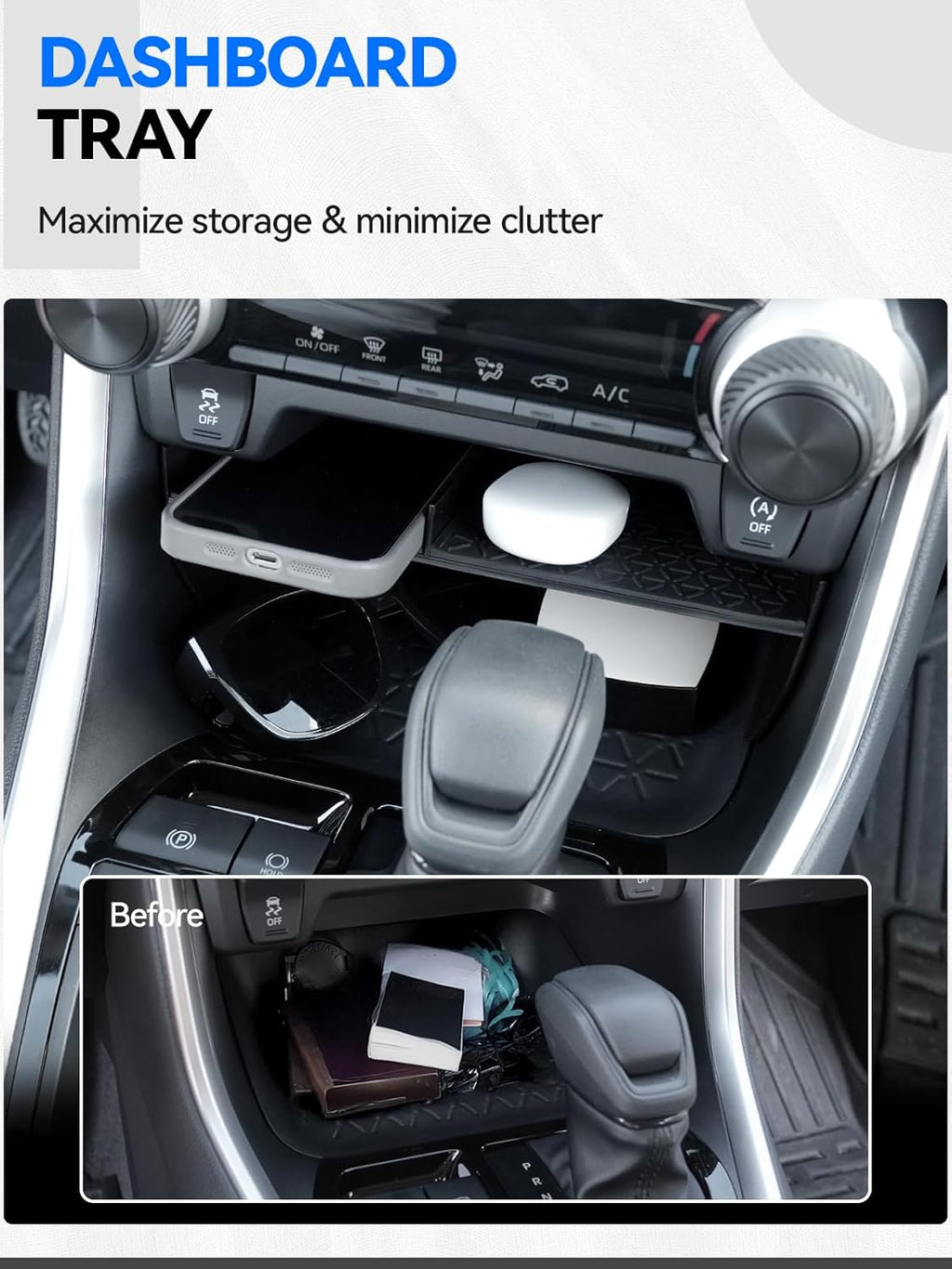 ELECFRESH 6PCS Center Console Organizer Tray for 2025 2024-2019 Toyota RAV4 Accessories, Armrest Storage Box, Driver Storage Drawer, Passenger Storage Mat Console Cup Holder Inserts for Toyota RAV4