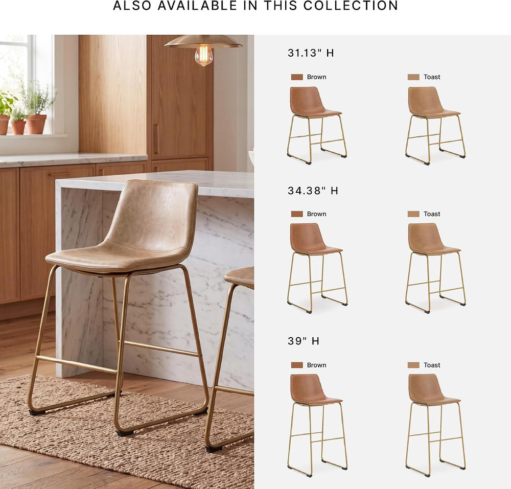 Signature Design by Ashley Dining Chairs Set of 2, Mid Century Gold, Toast | ...