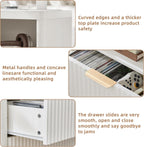 LEYAOYAO Fluted Nightstand with Charging Station, 23" Wide 2 Drawers End Table,White Night Stand with Open Storage Cabinet, Farmhouse Bed Side Tables, Wood Dresser for Bedroom, Living Room, Closet