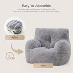 Giant Bean Bag Chairs for Adults with Ottoman, Faux Fur Boneless Chaise Couch Filler with Memory Foam,Large BeanBag Lounge Lazy Floor Sofa Accent Chair for Living Room,Bedroom & Game Rooms