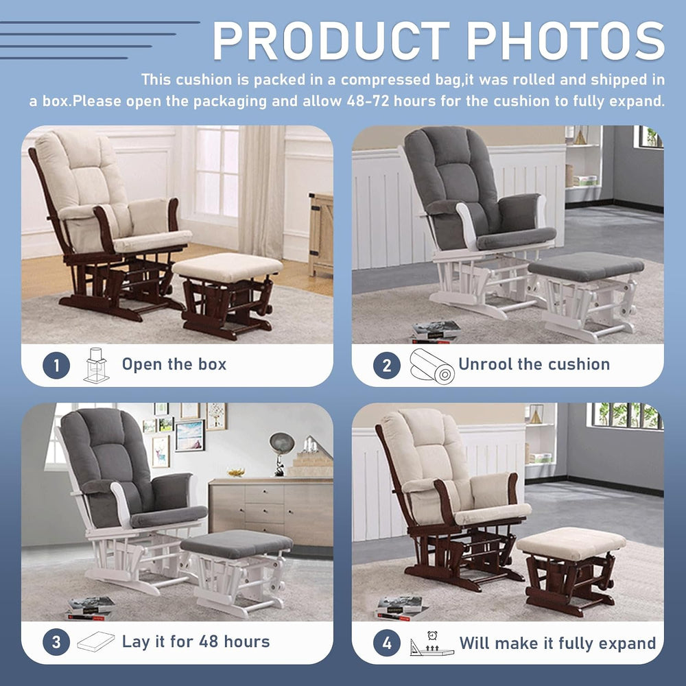 5 PCS Replacement Cushions for Glider Rockers - Thickened Non-Slip Cushions S...