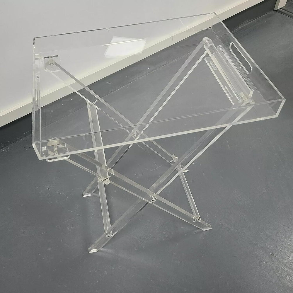 Acrylic Side Table Folding Tray Tables Modern End Table Clear Table Folding T...