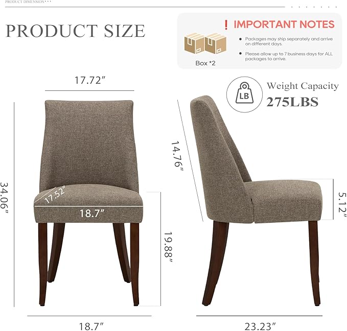 COLAMY Upholstered Dining Chairs Set of 4, Mid Century Modern Kitchen Chairs ...