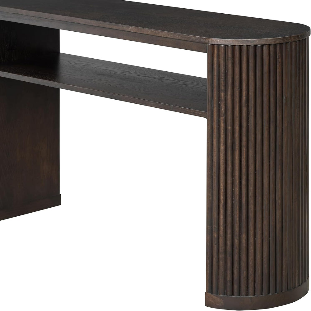 Vintage Farmhouse Console Table with Fluted Legs & Ash Veneer Top - Oval ...