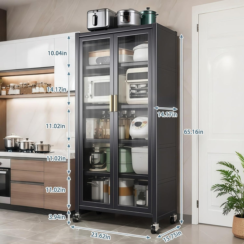 ZeHuoGe 65" Kitchen Pantry Storage Cabinet, 6 Tier Metal Display Storage...
