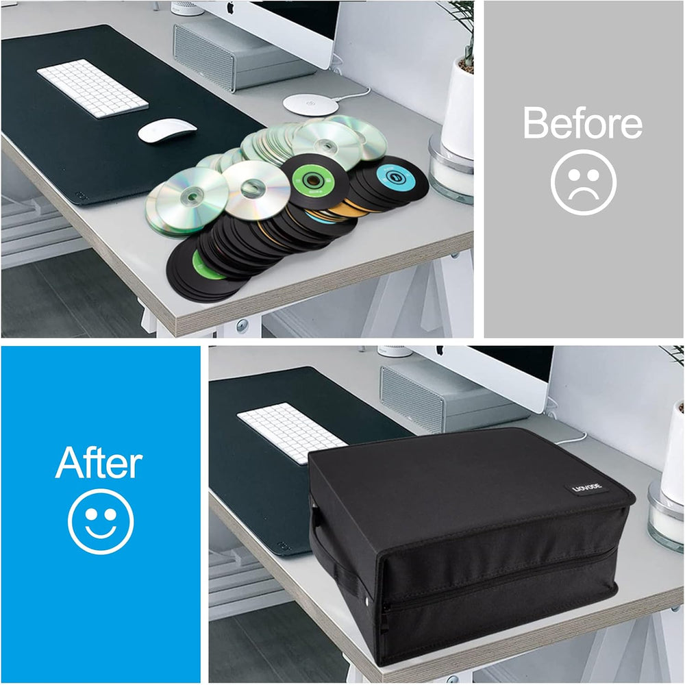 LIOVODE DVD Case 200 DVDs and 100 Booklets Capacity, CD/Blu-ray Storage Binde...