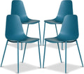 Poly & BARK Isla Modern Kitchen Chairs Set of 4 - Plastic Dining Chair with Metal Legs - Quick Assembly Simple Cafe Chairs Plastic for Indoor or Outdoor - Ocean Teal