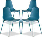 Poly & BARK Isla Modern Kitchen Chairs Set of 4 - Plastic Dining Chair with Metal Legs - Quick Assembly Simple Cafe Chairs Plastic for Indoor or Outdoor - Ocean Teal