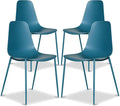 Poly & BARK Isla Modern Kitchen Chairs Set of 4 - Plastic Dining Chair with Metal Legs - Quick Assembly Simple Cafe Chairs Plastic for Indoor or Outdoor - Ocean Teal