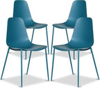 Poly & BARK Isla Modern Kitchen Chairs Set of 4 - Plastic Dining Chair with Metal Legs - Quick Assembly Simple Cafe Chairs Plastic for Indoor or Outdoor - Ocean Teal