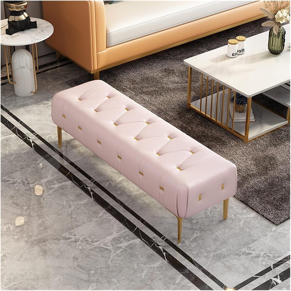 Modern Upholstered Tufted Bench with Padded Seat, Footrest Foot Stool with St...