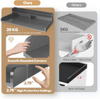 2-Tier Washer Dryer Countertop with 2.75" H Edge Rails, 58" W x 28" D Laundry Countertop for Folding Clothes, Washer and Dryer Topper with Non-Slip Pad (Gray)