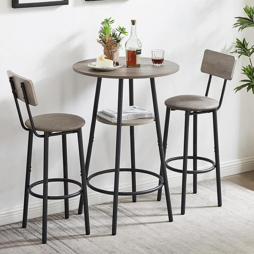 3-Piece Dining Table Set for 2, Small Round Kitchen Table with 2 Chairs, Coun...
