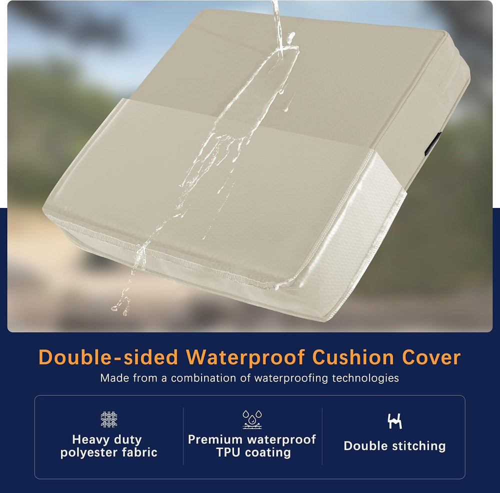 Favoyard Outdoor Patio Seat Cushions Set, 22 x 24 Inch, Waterproof, Beige
