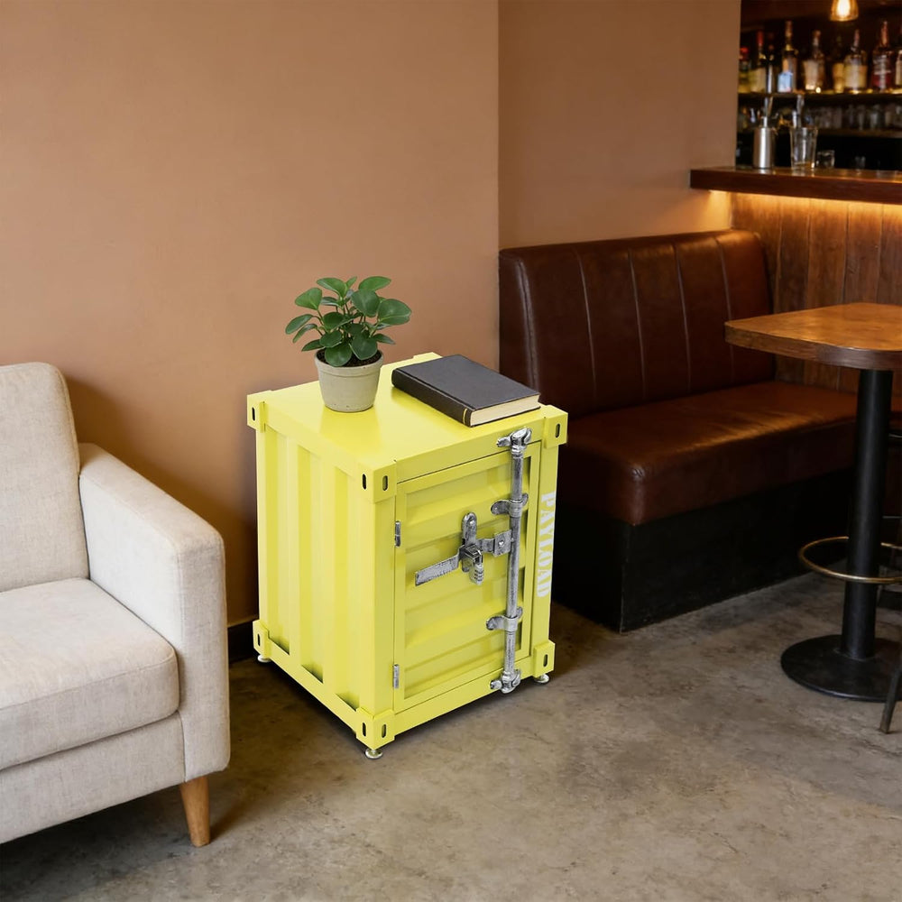 Industrial Wind Bedside Table, End Tables, Container Style Locker Wrought, Ti...