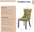 Modern Dining Chairs Set of 8, Tufted Upholstered Dining Chair with Solid Wood Legs, Olive Green Velvet Accent Chair, Sillas de Comedor, Kitchen & Dining Room Chairs (Olive Green, Velvet, 8Pcs)