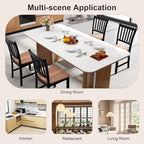 COSTWAY Dining Chairs Set of 4, Mid Century Modern Dining Room Chairs with Solid Rubber Wood Legs and Curved Backrest, Kitchen Chairs for Home, Living Room, Restaurant, Black & Walnut