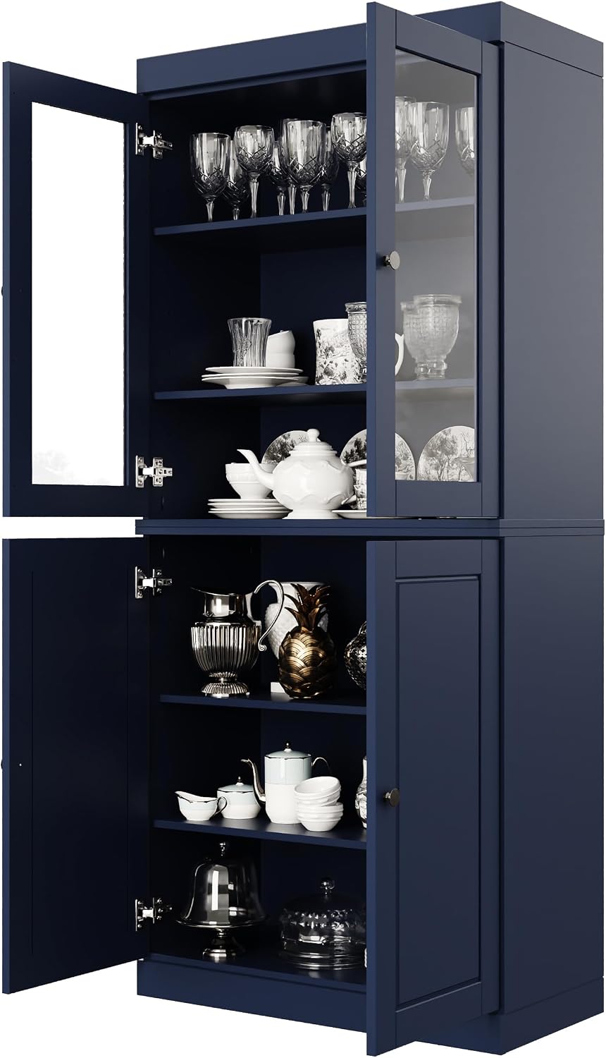 Palace Imports 100% Solid Wood 32"" Pantry Cabinet with Raised Pane...
