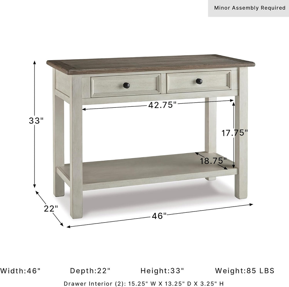 Signature Design by Ashley Bolanburg Farmhouse Sofa Console Table, White | Tw...