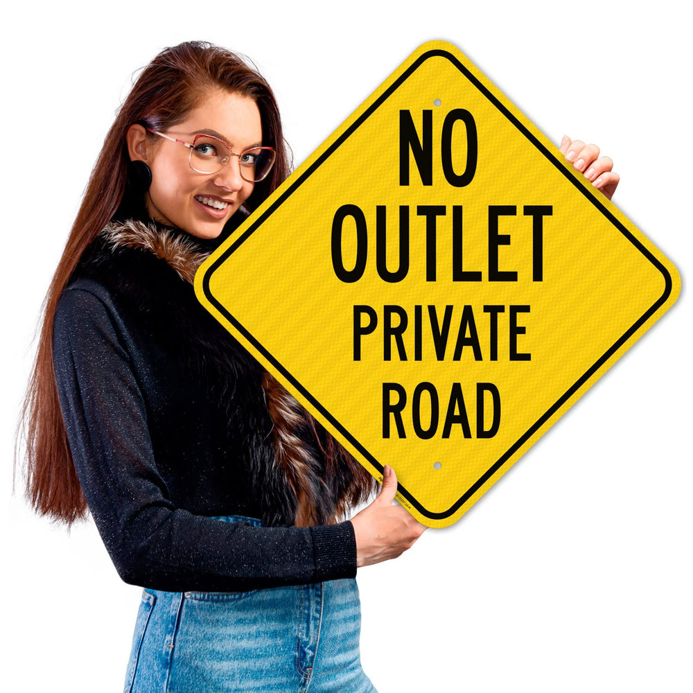 No Outlet Private Road Sign,