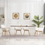 Mid Century Modern Dining Chairs Set of 4 & 2 & 6 Comfy Accent Chair Upholstered Kitchen Dining Living Room Chairs for Bedrooms Waiting Room Home Arm Desk Chair No Wheels (Wool White, 4)