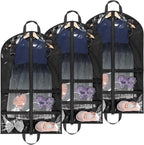 LOVEGRASS Kids Garment Bags for Dance with 4 Zipper Pockets, 3 Pack, Black | 40 Inch Dance Costume Garment Bag, Foldable Dance Competition Garment Bags for Hanging Clothes, Competitions & Travel