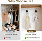 3 Pack Tank Top Hanger, Rotatable Bra Organzier for Closet, Bra Hanger for Closet Organizer, 360° Rotating & Foldable, Metal and Wood, Space-Saving Belt Hangers for Tank Tops, Belt, Tie (Black)