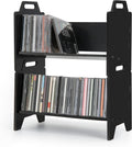 2 Pack Stackable CD Holder Organizer Rack, CD Storage Tower Shelf | Holds up to 56 CD Cases, Jewel Case Display Stand Fit for Theatre Room (Black)
