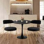 SoarFlash Kitchen Table and Chairs for 2, 24" Dining Table Set for 2 with Velvet Upholstered Chairs, 3 Piece Round Kitchen Table Set, Dining Room Table Set for Small Space, Apartment