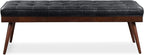 POLY & BARK Napa Luca Leather Bench, Onyx Black