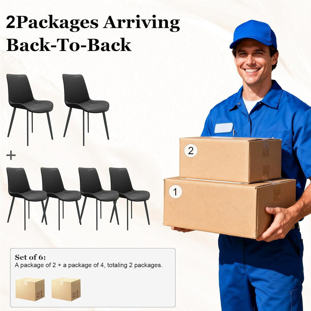 Modern Dining Chairs Set of 6, PU Leather Dining Room Chairs, Upholstered Kit...