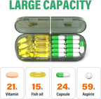 Weekly Pill Organizer 2 Times a Day, 7 Day Pill Box 2 Times, Portable for Travel Pill Case for Pills/Vitamin/Fish Oil/Medication/Supplements (2x7 Black)