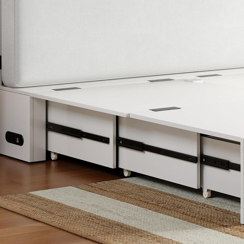 BALUS Full Size Murphy Bed, Murphy Cabinet Bed with USB Charging Station & Storage Drawers, Full Murphy Cabinet Beds for Living Rooom, Apartment, Home Office, Bedroom, No Mattress-White