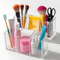 Acrylic Makeup Brush Holder, 2 Pack Clear Pencil Holder, Desk Accessories Holder with 3 Compartments, Brush Organizer for Vanity, Desk, Cosmetic Display