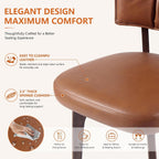 YOUNIKE Modern Dining Chairs, Upholstered Kitchen & Dining Room Chairs with Double-Layer Backrest, Wood Legs, Ergonomic Cushion Seat, (PU Leather Seat, Brown, Set of 4)