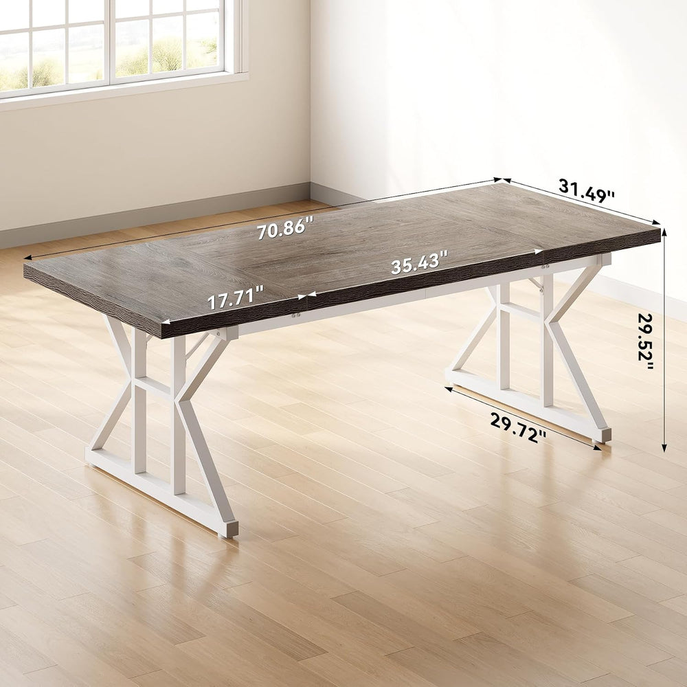 LITTLE TREE 70.8-Inch Large Executive Desk, Modern Computer Office Desk, Wood...