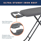 Ironing Board with Iron Rest, Iron Board with 3 Layers Extra Thick Cover, Compact and Space Saver Foldable Ironing Board, Adjustable Height, Easy Storage with Smart Hanger and Lightweight Design