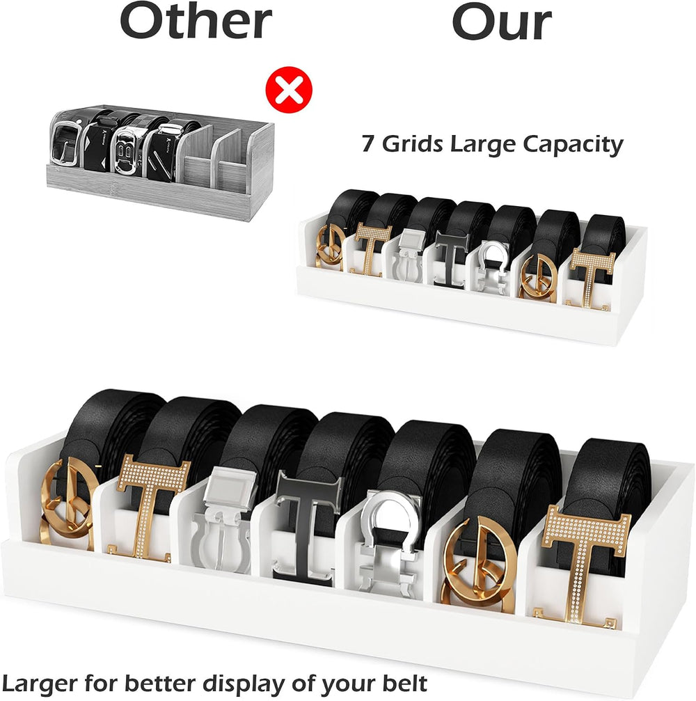 Belt Organizer for Drawer - Bamboo Belt Storage Organizer | Belt Rack for Clo...