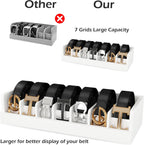 Belt Organizer for Drawer - Bamboo Belt Storage Organizer | Belt Rack for Closet Wall Mount Men Women Tie Sock Bra Scarf Ribbon(White, 2 * 7Grids)