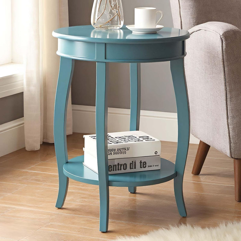 Small Accent Table with Storage, Round End Tables for Living Room, Wooden Cir...