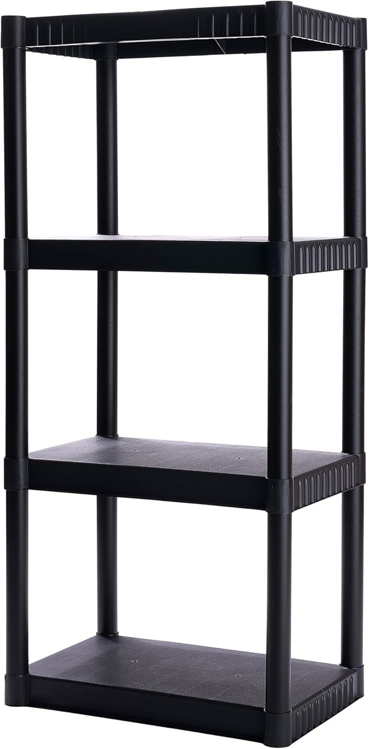 Plano 4-Shelf Plastic Storage Shelves, 48” x 23” x 14”, 200lb Capacity, Pantr...