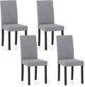 Giantex Upholstered Dining Chair Set of 4, Mid Century Modern Fabric Kitchen Chairs with Rubber Wood Legs, Thick Padded Seat, High Back, Side Armless Chairs for Living Dining Room (Gray)