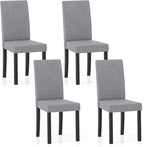 Giantex Upholstered Dining Chair Set of 4, Mid Century Modern Fabric Kitchen Chairs with Rubber Wood Legs, Thick Padded Seat, High Back, Side Armless Chairs for Living Dining Room (Gray)