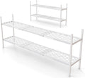Shoe Rack, 45.6" Expandable Shoe Storage Organizer for Closet - Stackable | 2-Tier Metal Long Shoe Shelf with Sturdy Wire Grid Shoe Stand Holder for Entryway, Garage, Bedroom, Door Entrance, White