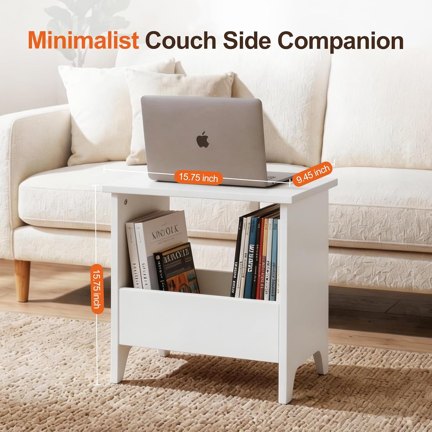 King Oasis Small Storage Stool with Flat Top, 15.7" Modern Footstool Ottoman for Living Room & Bedroom, Narrow Shoe Bench/Side Table for Entryway, Bathroom, Bedroom and Small Spaces, White