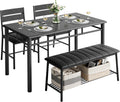 IRONCK Dining Table Set for 4, Kitchen Table and Chairs Set, Black | Kitchen Table with Upholstered Bench and 2 Chairs for Small Space, Apartment